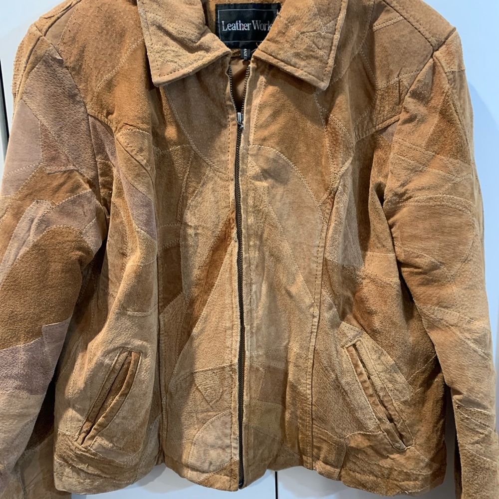 Vintage patchwork Leatherworks  jacket tan size large